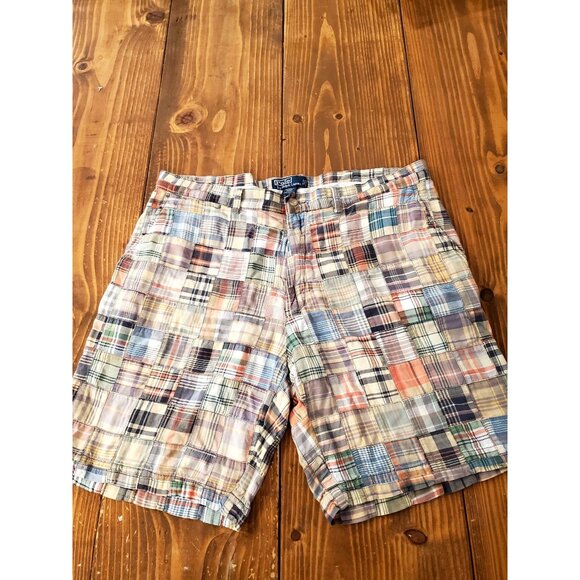Polo Ralph Lauren Mens Patchwork Plaid Madras Cotton Shorts Size 38 Multicolor - Picture 1 of 10